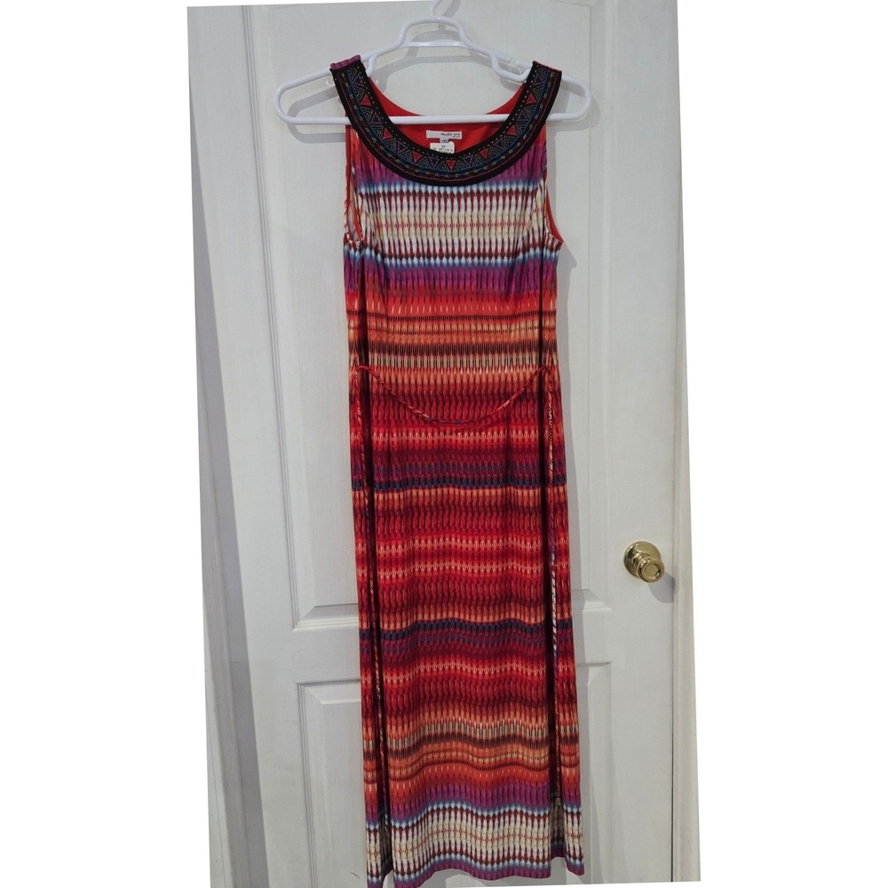 Studio One Aztec Print Maxi Dress Womens 1X Multicolor NEW Sleeveless
